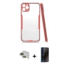 MARSİLYAN™- iPhone 11 Pro Max Kılıf Atlas Asil Serisi - Siyah 3D Antistatik Hayalet Cam Ekran Koruyucu + Pers Alüminyum Kamera Lens - YL