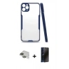 MARSİLYAN™- iPhone 11 Pro Max Kılıf Atlas Asil Serisi - Siyah 3D Antistatik Hayalet Cam Ekran Koruyucu + Pers Alüminyum Kamera Lens - YL