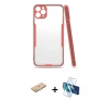 MARSİLYAN™- iPhone 11 Pro Max Kılıf Atlas Asil Serisi - Siyah 3D Antistatik Seramik Nano Ekran Koruyucu + Renkli Kamera Lens Koruma Cam - TU