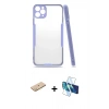 MARSİLYAN™- iPhone 11 Pro Max Kılıf Atlas Asil Serisi - Siyah 3D Antistatik Seramik Nano Ekran Koruyucu + Renkli Kamera Lens Koruma Cam - SI