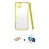 MARSİLYAN™- iPhone 11 Pro Max Kılıf Atlas Asil Serisi - Siyah 3D Antistatik Seramik Nano Ekran Koruyucu + Renkli Kamera Lens Koruma Cam - SI