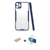 MARSİLYAN™- iPhone 11 Pro Max Kılıf Atlas Asil Serisi - Siyah 3D Antistatik Seramik Nano Ekran Koruyucu + Renkli Kamera Lens Koruma Cam - SI