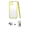 MARSİLYAN™- iPhone 11 Pro Max Kılıf Atlas Asil Serisi - Siyah 6D Mat Seramik Hayalet Nano Ekran Koruyucu + Pers Alüminyum Kamera Lens - SH