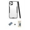 MARSİLYAN™- iPhone 11 Pro Max Kılıf Atlas Asil Serisi - Siyah 6D Mat Seramik Hayalet Nano Ekran Koruyucu + Metal Kamera Lens Koruma Cam - AKYL