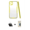 MARSİLYAN™- iPhone 11 Pro Max Kılıf Atlas Asil Serisi - Siyah 6D Mat Seramik Hayalet Nano Ekran Koruyucu + Kamera Lens Koruma Cam - SF