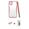 MARSİLYAN™- iPhone 11 Pro Max Kılıf Atlas Asil Serisi - Siyah 6D Mat Seramik Hayalet Nano Ekran Koruyucu + Renkli Kamera Lens Koruma Cam - PE