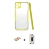 MARSİLYAN™- iPhone 11 Pro Max Kılıf Atlas Asil Serisi - Siyah Bilvis Hayalet Cam Ekran Koruyucu + Renkli Kamera Lens Koruma Cam - TU
