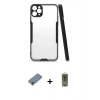 MARSİLYAN™- iPhone 11 Pro Max Kılıf Atlas Asil Serisi - Siyah Joko Magic 5D Hayalet Cam + Metal Kamera Lens Koruma Cam - GD