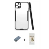 MARSİLYAN™- iPhone 11 Pro Max Kılıf Atlas Asil Serisi - Siyah Mat Seramik Nano Ekran Koruyucu + Metal Kamera Lens Koruma Cam - AKYL