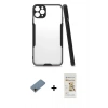 MARSİLYAN™- iPhone 11 Pro Max Kılıf Atlas Asil Serisi - Siyah Mat Seramik Nano Ekran Koruyucu + Shine Kamera Lens Koruma Cam - GD