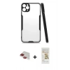MARSİLYAN™- iPhone 11 Pro Max Kılıf Atlas Asil Serisi - Siyah Mat Seramik Nano Ekran Koruyucu + Pers Alüminyum Kamera Lens - KI