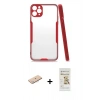MARSİLYAN™- iPhone 11 Pro Max Kılıf Atlas Asil Serisi - Siyah Mat Seramik Nano Ekran Koruyucu + Mavi Renkli Kamera Lens Koruma Cam