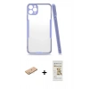 MARSİLYAN™- iPhone 11 Pro Max Kılıf Atlas Asil Serisi - Siyah Mat Seramik Nano Ekran Koruyucu + Renkli Kamera Lens Koruma Cam - PE