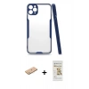 MARSİLYAN™- iPhone 11 Pro Max Kılıf Atlas Asil Serisi - Siyah Mat Seramik Nano Ekran Koruyucu + Renkli Kamera Lens Koruma Cam - PE