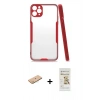 MARSİLYAN™- iPhone 11 Pro Max Kılıf Atlas Asil Serisi - Siyah Mat Seramik Nano Ekran Koruyucu + Renkli Kamera Lens Koruma Cam - PE