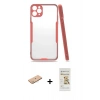 MARSİLYAN™- iPhone 11 Pro Max Kılıf Atlas Asil Serisi - Siyah Mat Seramik Nano Ekran Koruyucu + Renkli Kamera Lens Koruma Cam - PE