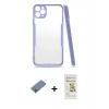 MARSİLYAN™- iPhone 11 Pro Max Kılıf Atlas Asil Serisi - Siyah Mat Seramik Nano Ekran Koruyucu + Sierra Blue Shine Kamera Lens Koruma Cam