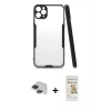 MARSİLYAN™- iPhone 11 Pro Max Kılıf Atlas Asil Serisi - Siyah Mat Seramik Nano Ekran Koruyucu + Pers Alüminyum Kamera Lens - SH