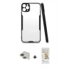 MARSİLYAN™- iPhone 11 Pro Max Kılıf Atlas Asil Serisi - Siyah Mat Seramik Nano Ekran Koruyucu + Pers Alüminyum Kamera Lens - YL