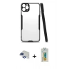 MARSİLYAN™- iPhone 11 Pro Max Kılıf Atlas Asil Serisi - Siyah Polymer Nano Ekran Koruyucu + Pers Alüminyum Kamera Lens - LT