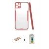 MARSİLYAN™- iPhone 11 Pro Max Kılıf Atlas Asil Serisi - Siyah Polymer Nano Ekran Koruyucu + Renkli Kamera Lens Koruma Cam - PE