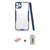 MARSİLYAN™- iPhone 11 Pro Max Kılıf Atlas Asil Serisi - Siyah Polymer Nano Ekran Koruyucu + Renkli Kamera Lens Koruma Cam - PE