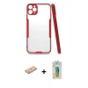 MARSİLYAN™- iPhone 11 Pro Max Kılıf Atlas Asil Serisi - Siyah Polymer Nano Ekran Koruyucu + Renkli Kamera Lens Koruma Cam - PE