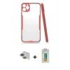 MARSİLYAN™- iPhone 11 Pro Max Kılıf Atlas Asil Serisi - Siyah Polymer Nano Ekran Koruyucu + Pers Alüminyum Kamera Lens - YL