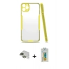 MARSİLYAN™- iPhone 11 Pro Max Kılıf Atlas Asil Serisi - Siyah Polymer Nano Ekran Koruyucu + Pers Alüminyum Kamera Lens - YL