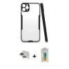 MARSİLYAN™- iPhone 11 Pro Max Kılıf Atlas Asil Serisi - Siyah Polymer Nano Ekran Koruyucu + Pers Alüminyum Kamera Lens - YL