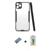 MARSİLYAN™- iPhone 11 Pro Max Kılıf Atlas Asil Serisi - Siyah Polymer Nano Ekran Koruyucu + Shine Kamera Lens Koruma Cam - GI