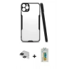 MARSİLYAN™- iPhone 11 Pro Max Kılıf Atlas Asil Serisi - Siyah Polymer Nano Ekran Koruyucu + Siyah Pers Alüminyum Kamera Lens