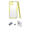 MARSİLYAN™- iPhone 11 Pro Max Kılıf Atlas Asil Serisi - Siyah Seramik Nano Ekran Koruyucu + Metal Kamera Lens Koruma Cam - AKYL