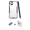 MARSİLYAN™- iPhone 11 Pro Max Kılıf Atlas Asil Serisi - Siyah Seramik Nano Ekran Koruyucu + Metal Kamera Lens Koruma Cam - AKYL