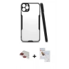 MARSİLYAN™- iPhone 11 Pro Max Kılıf Atlas Asil Serisi - Siyah Seramik Nano Ekran Koruyucu + Pers Alüminyum Kamera Lens - KI