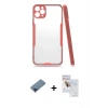 MARSİLYAN™- iPhone 11 Pro Max Kılıf Atlas Asil Serisi - Siyah Seramik Nano Ekran Koruyucu + Metal Kamera Lens Koruma Cam - MI