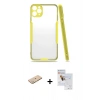 MARSİLYAN™- iPhone 11 Pro Max Kılıf Atlas Asil Serisi - Siyah Seramik Nano Ekran Koruyucu + Renkli Kamera Lens Koruma Cam - YL