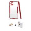 MARSİLYAN™- iPhone 11 Pro Max Kılıf Atlas Asil Serisi - Siyah Seramik Nano Ekran Koruyucu + Renkli Kamera Lens Koruma Cam - YL