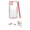 MARSİLYAN™- iPhone 11 Pro Max Kılıf Atlas Asil Serisi - Siyah Seramik Nano Ekran Koruyucu + Renkli Kamera Lens Koruma Cam - YL