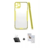 MARSİLYAN™- iPhone 11 Pro Max Kılıf Atlas Asil Serisi - Siyah Seramik Nano Ekran Koruyucu + Kamera Lens Koruma Cam - SF