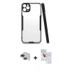 MARSİLYAN™- iPhone 11 Pro Max Kılıf Atlas Asil Serisi - Siyah Seramik Nano Ekran Koruyucu + Pers Alüminyum Kamera Lens - SH