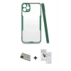 MARSİLYAN™- iPhone 11 Pro Max Kılıf Atlas Asil Serisi - Siyah Seramik Nano Ekran Koruyucu + Rainbow Kamera Lens Koruma Cam - YL