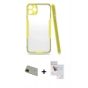 MARSİLYAN™- iPhone 11 Pro Max Kılıf Atlas Asil Serisi - Siyah Seramik Nano Ekran Koruyucu + Rainbow Kamera Lens Koruma Cam - YL