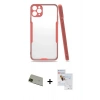 MARSİLYAN™- iPhone 11 Pro Max Kılıf Atlas Asil Serisi - Siyah Seramik Nano Ekran Koruyucu + Rainbow Kamera Lens Koruma Cam - YL