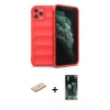 MARSİLYAN™- iPhone 11 Pro Max Kılıf Atlas Koleksiyonu - Şeffaf 360 Full Body Arka Koruyucu + Renkli Kamera Lens Koruma Cam - MI