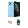 MARSİLYAN™- iPhone 11 Pro Max Kılıf Atlas Koleksiyonu - Siyah 18D Cam Ekran Koruyucu + Pers Alüminyum Kamera Lens - KI
