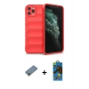 MARSİLYAN™- iPhone 11 Pro Max Kılıf Atlas Koleksiyonu - Siyah 18D Cam Ekran Koruyucu + Metal Kamera Lens Koruma Cam - MR