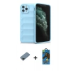 MARSİLYAN™- iPhone 11 Pro Max Kılıf Atlas Koleksiyonu - Siyah 18D Cam Ekran Koruyucu + Shine Kamera Lens Koruma Cam - SH