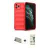 MARSİLYAN™- iPhone 11 Pro Max Kılıf Atlas Koleksiyonu - Siyah 20D Premium Cam Ekran Koruyucu + Rainbow Kamera Lens Koruma Cam - GD