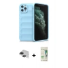MARSİLYAN™- iPhone 11 Pro Max Kılıf Atlas Koleksiyonu - Siyah 20D Premium Cam Ekran Koruyucu + Pers Alüminyum Kamera Lens - SH